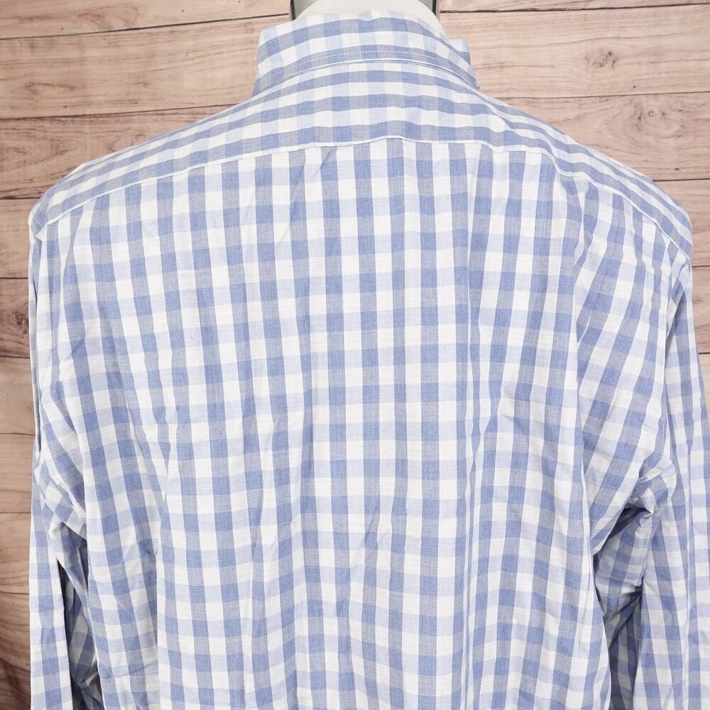 J CREW SLIM‎ FIT BLUE CHECK LONG SLEEVE BUTTON DOWN SHIRT MENS SIZE XL - Picture 5 of 6